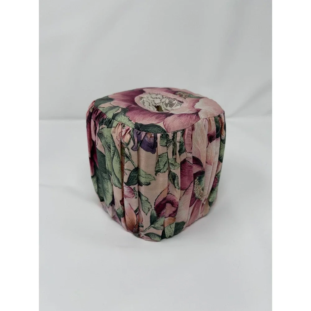 Vintage Floral Fabric Facial Tissue Box Holder Cover‎ Cottagecore Lace Accent